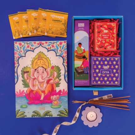 Diwali Gift Hamper 13: Incense Sticks, Ceramic Diya & Green Tea