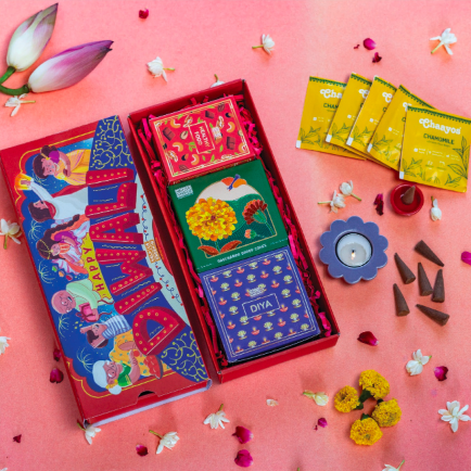 Diwali Gift Hamper 9: Dhoop Cones, Green Tea, Ceramic Diya