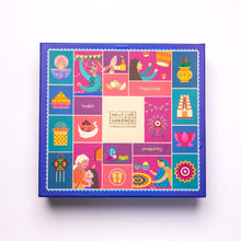 Load image into Gallery viewer, Diwali Gift Hamper 25: Dhoop Cones, Incense Sticks, Plantable Seed Cracker, Snack Bars, Rangoli Kit, Ceramic Diyas &amp; Toran
