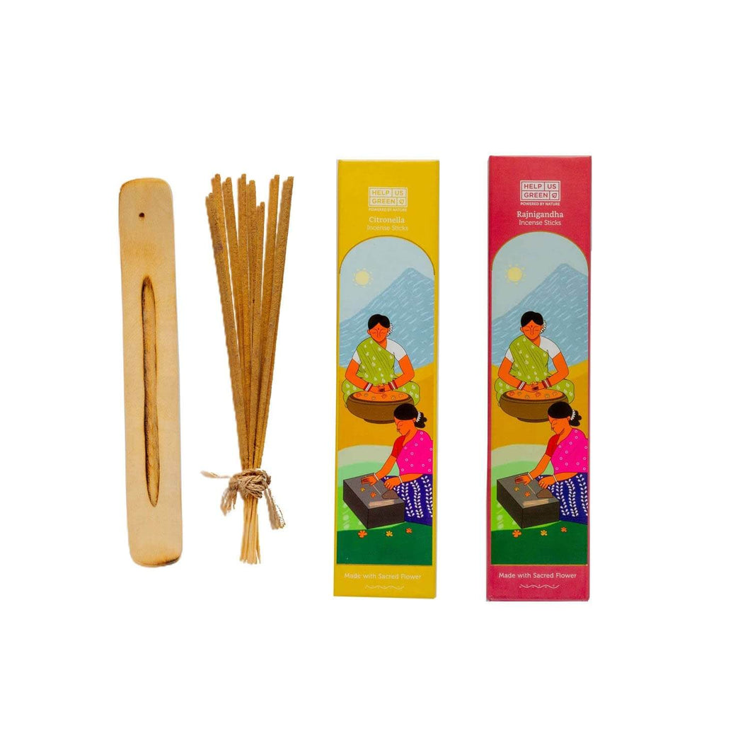 Natural Incense Sticks Citronella+Rajnigandha Fragrance (2 Packs, 40 Sticks Per Pack) - HelpUsGreen