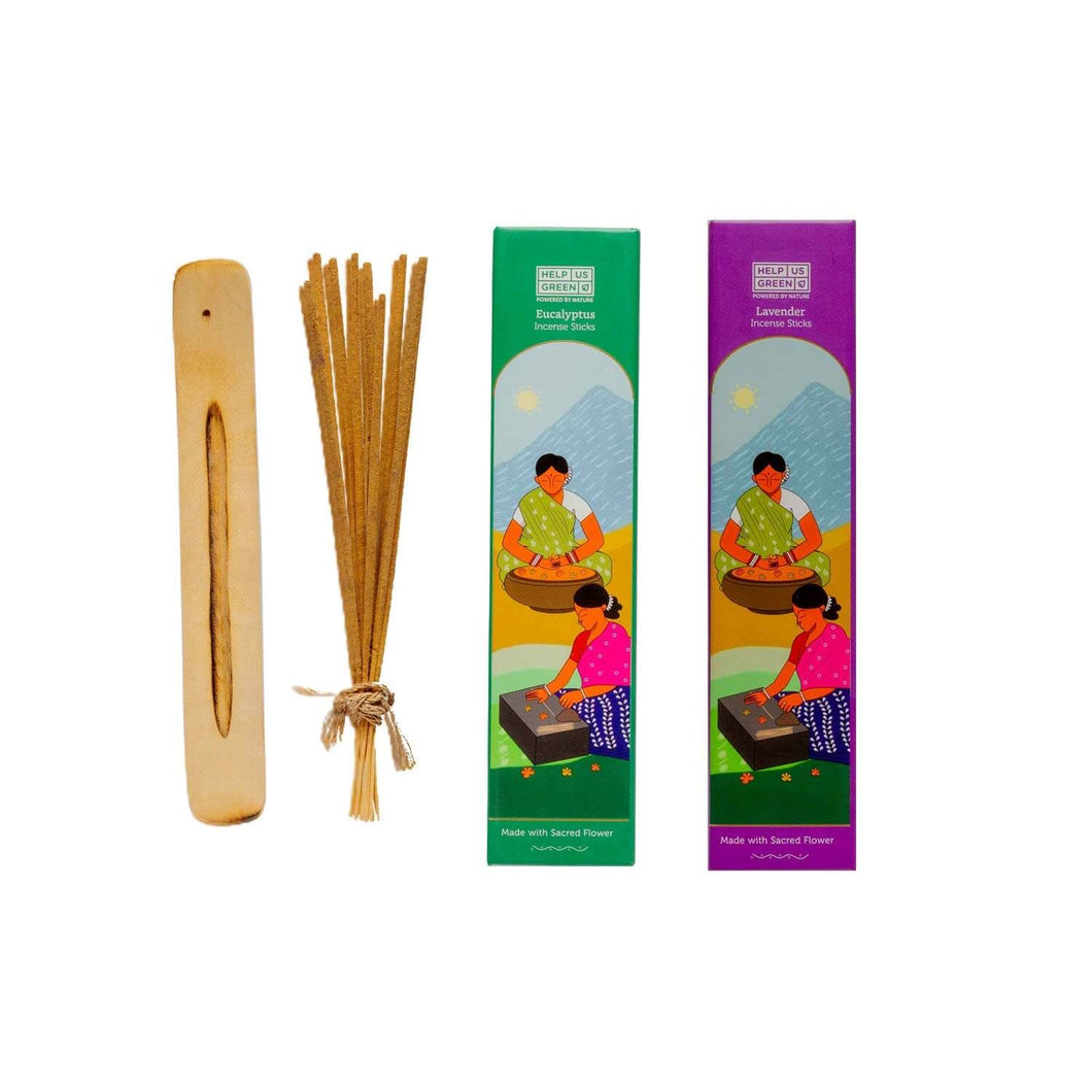 Natural Incense Sticks Eucalyptus+Lavender Fragrance (2 Packs, 40 Sticks Per Pack) - HelpUsGreen