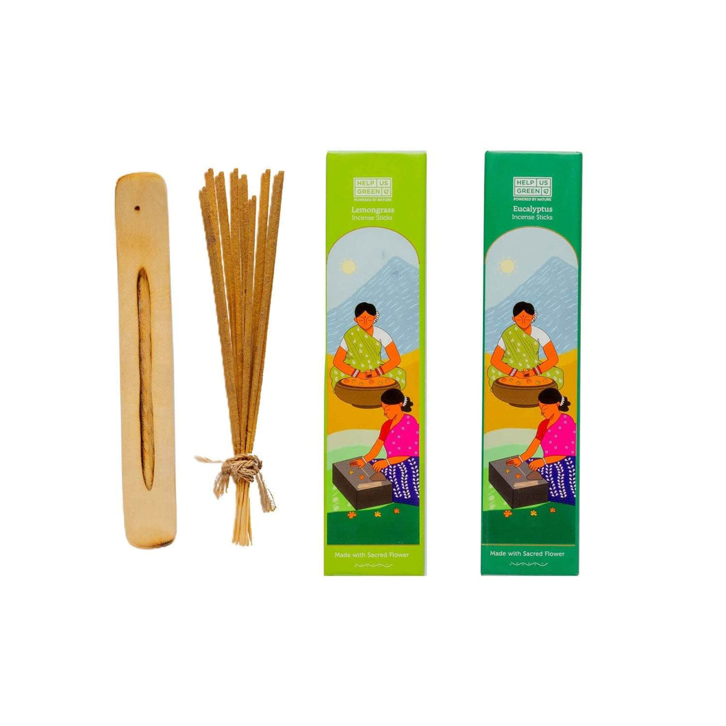Natural Incense Sticks Eucalyptus+Lemongrass Fragrance (2 Packs, 40 Sticks Per Pack) - HelpUsGreen