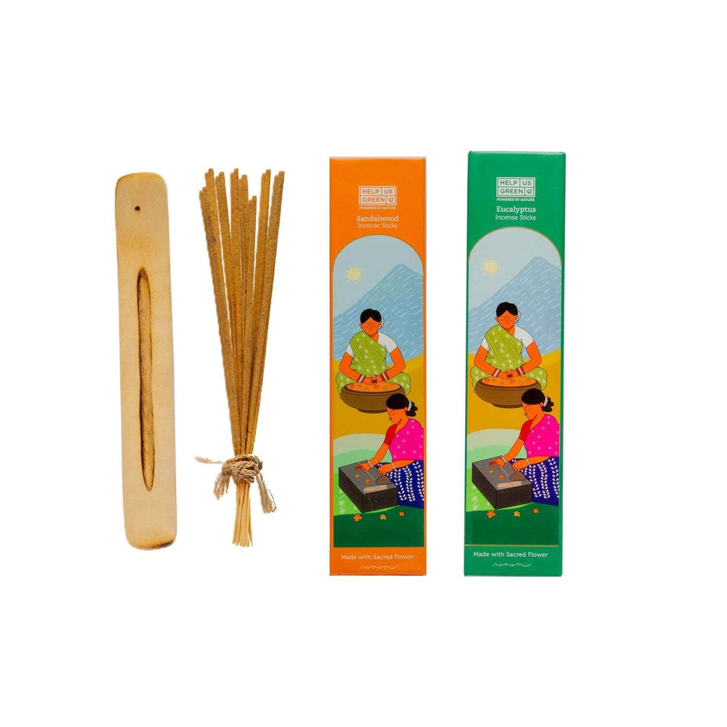 Natural Incense Sticks Eucalyptus+Sandalwood Fragrance (2 Packs, 40 Sticks Per Pack) - HelpUsGreen