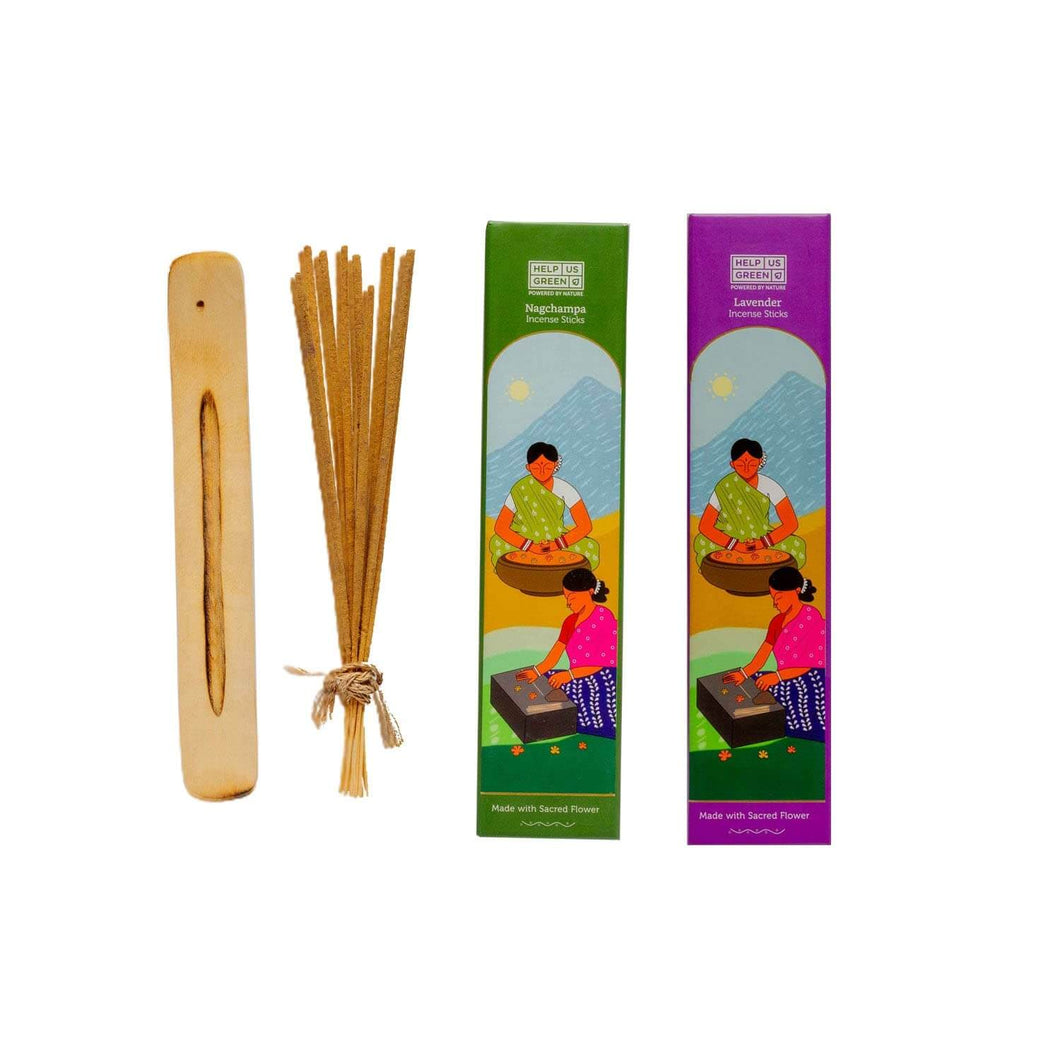 Natural Incense Sticks Lavender+Nagchampa Fragrance (2 Packs, 40 Sticks Per Pack) - HelpUsGreen