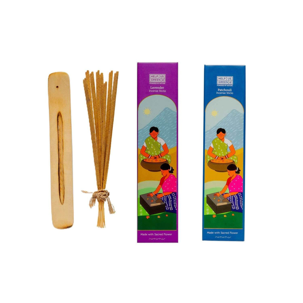 Natural Incense Sticks Lavender+Patchouli Fragrance (2 Packs, 40 Sticks Per Pack) - HelpUsGreen