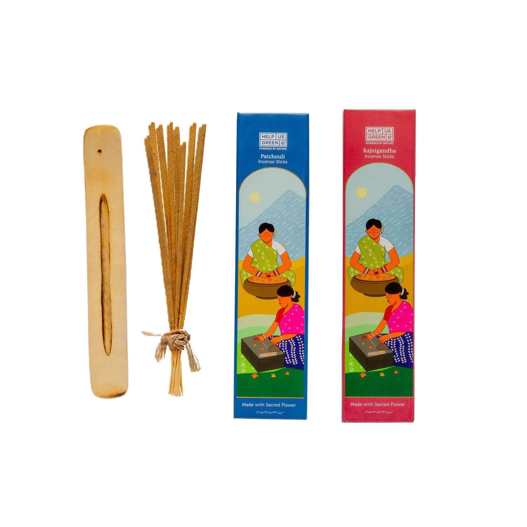 Natural Incense Sticks Patchouli+Rajnigandha Fragrance (2 Packs, 40 Sticks Per Pack) - HelpUsGreen
