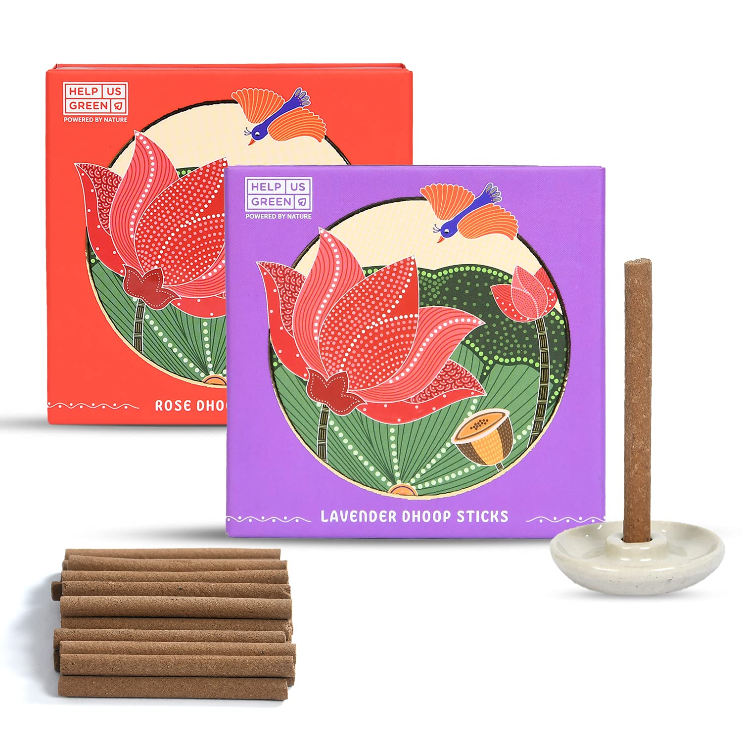 Natural Dhoop Sticks Fragrance (2 packs, 25 sticks per pack) - HelpUsGreen - Help Us Green