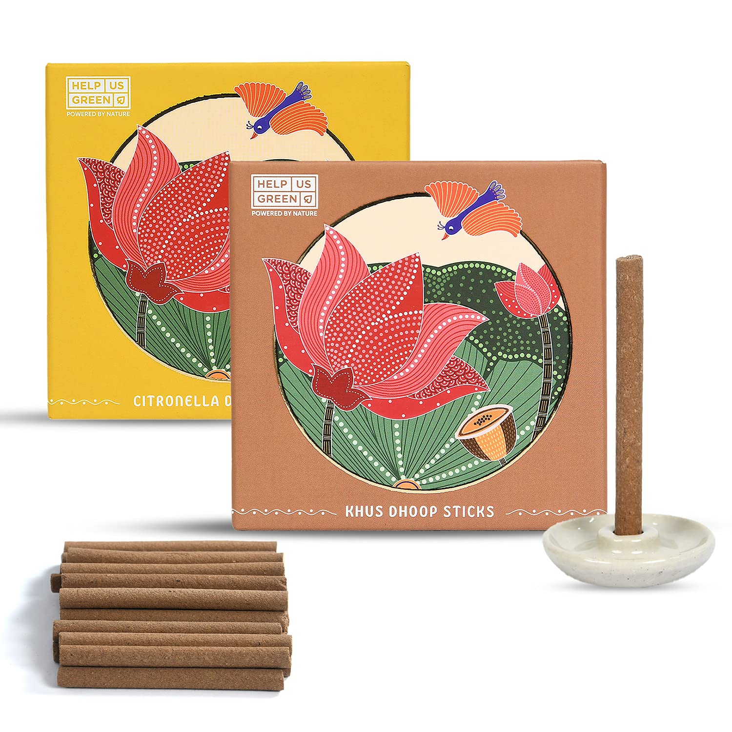 Natural Dhoop Sticks Fragrance (2 packs, 25 sticks per pack) - HelpUsGreen - Help Us Green