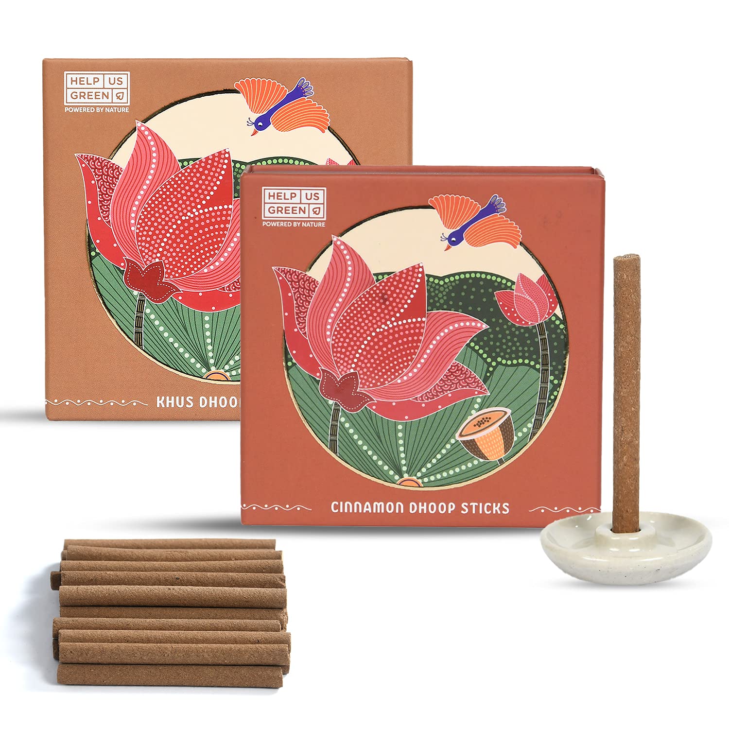 Natural Dhoop Sticks Fragrance (2 packs, 25 sticks per pack) - HelpUsGreen - Help Us Green