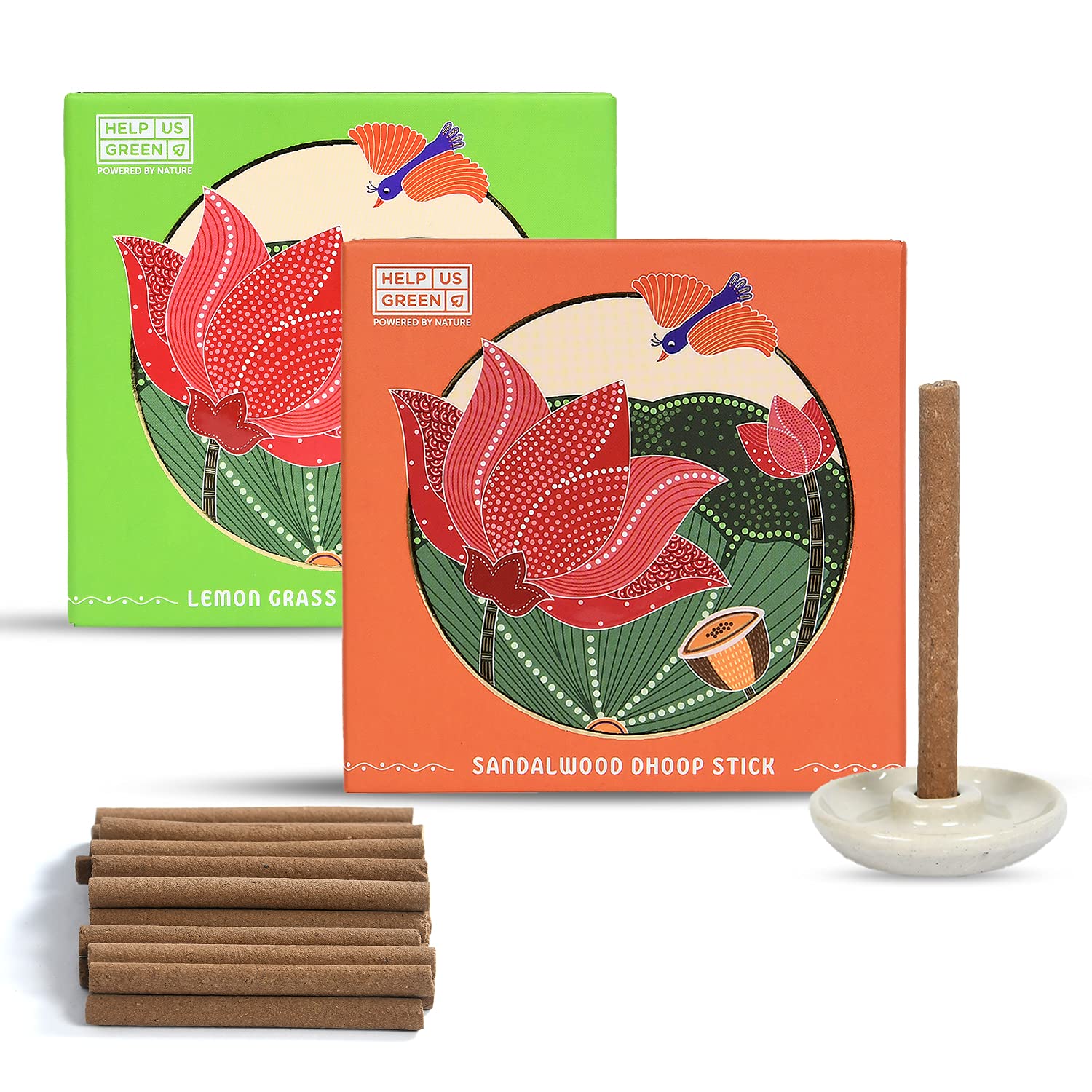 Natural Dhoop Sticks Fragrance (2 packs, 25 sticks per pack) - HelpUsGreen - Help Us Green