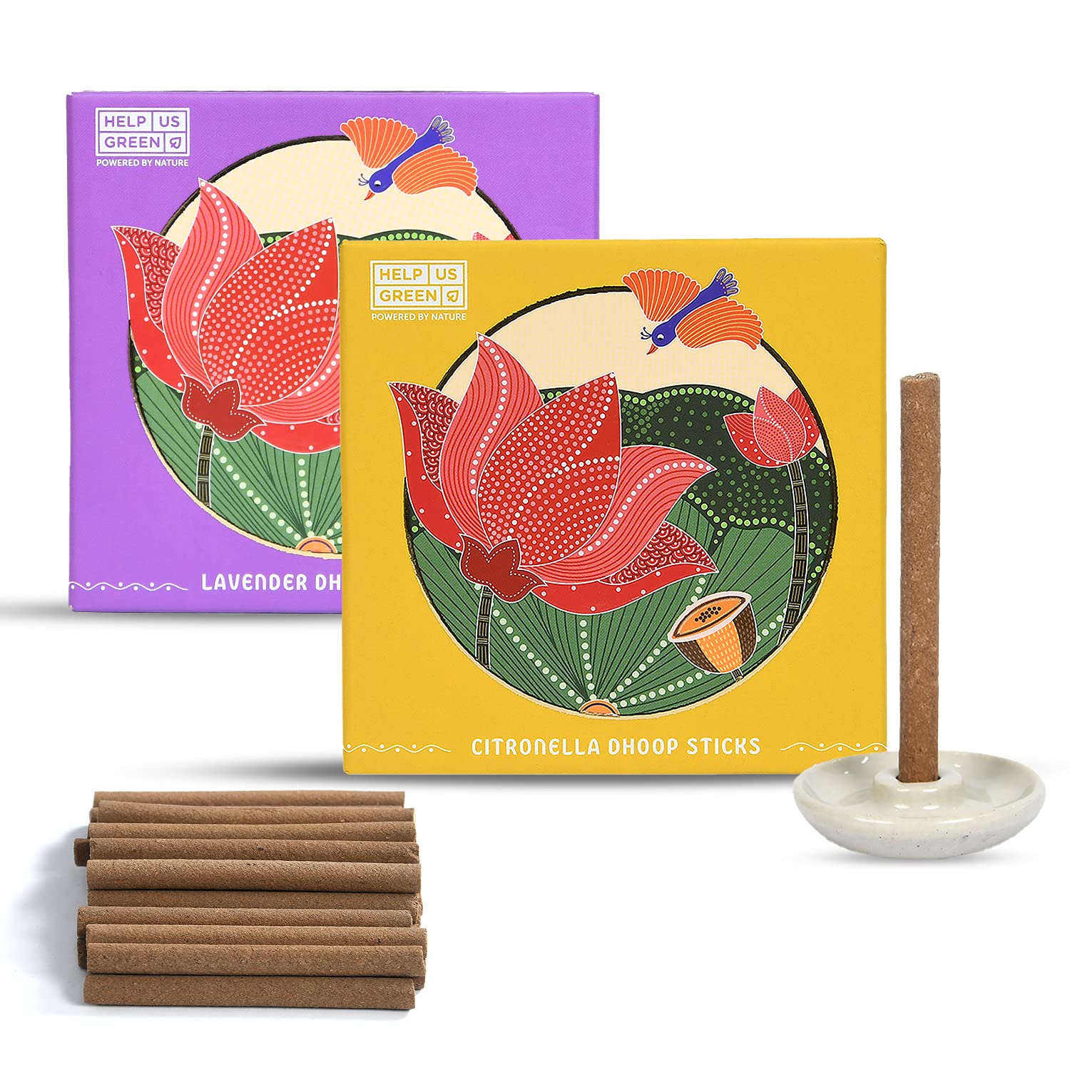 Natural Dhoop Sticks Fragrance (2 packs, 25 sticks per pack) - HelpUsGreen - Help Us Green