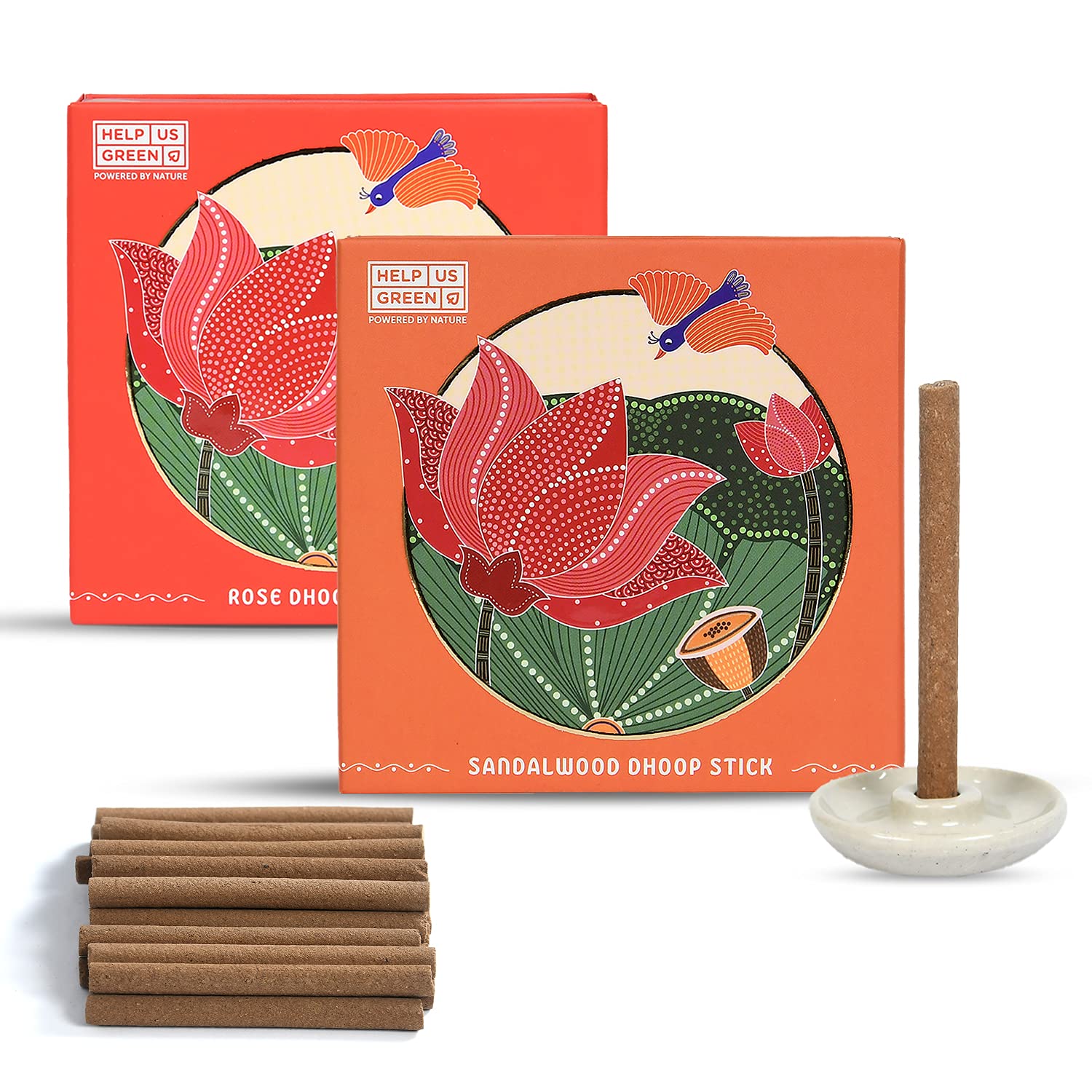 Natural Dhoop Sticks Fragrance (2 packs, 25 sticks per pack) - HelpUsGreen - Help Us Green