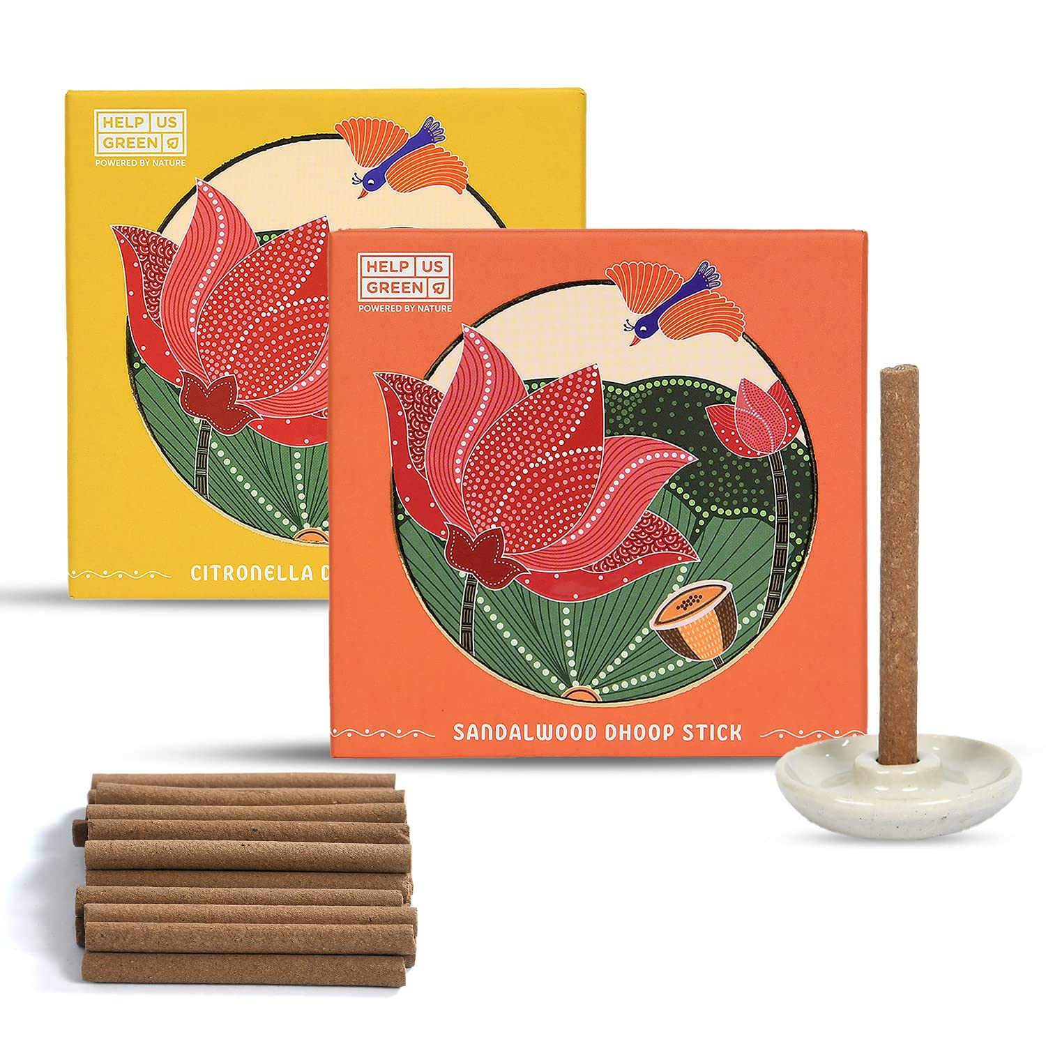 Natural Dhoop Sticks Fragrance (2 packs, 25 sticks per pack) - HelpUsGreen - Help Us Green